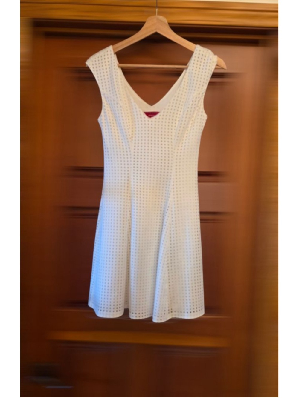 Women's RED Saks Fifth Avenue White Perforated Mini Dress S